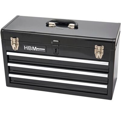 Caja de herramientas HBM Negra - 3 Cajones para Profesionales y Aficionados Caja de herramientas HBM Negra - 3 Cajones para Profesionales y Aficionados