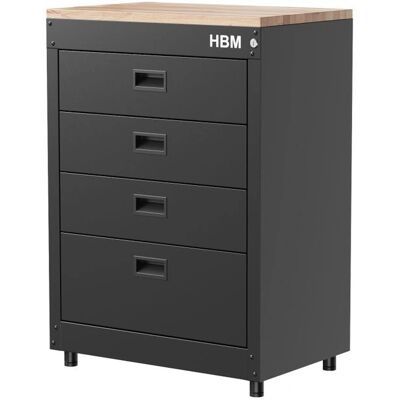 HBM Stalen Ladenkast - 71 cm, 4 laden, zwart HBM Stalen Ladenkast - 71 cm, 4 laden, zwart