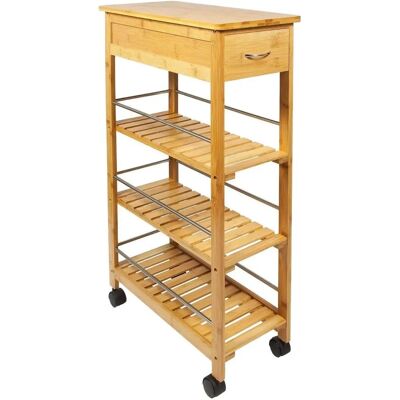 HYGRAD - BUILT TO SURVIVE 4 TIER - Bamboo Wood - Kitchen Trolley HYGRAD - BUILT TO SURVIVE 4 TIER - Bamboo Wood - Kitchen Trolley