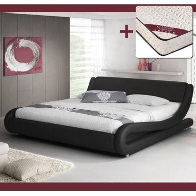 Cama Alessia de Muebles Bonitos - Negra, 140x190cm, Moderna Cama Alessia de Muebles Bonitos - Negra, 140x190cm, Moderna