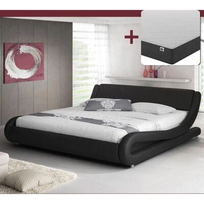Muebles Bonitos Alessia Cama Doble Negra - Colchón Soporte Muebles Bonitos Alessia Cama Doble Negra - Colchón Soporte