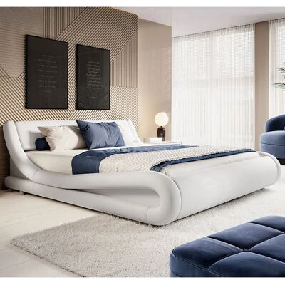 Groupon Cama Doble Moderna Alessia - Cama, Blanco, 135x190 cm Groupon Cama Doble Moderna Alessia - Cama, Blanco, 135x190 cm