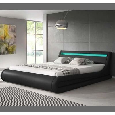 Cama Bonita con Luces LED - Cama Doble con Cabecero y Almacenamiento - Diseño Moderno Cama Bonita con Luces LED - Cama Doble con Cabecero y Almacenamiento - Diseño Moderno