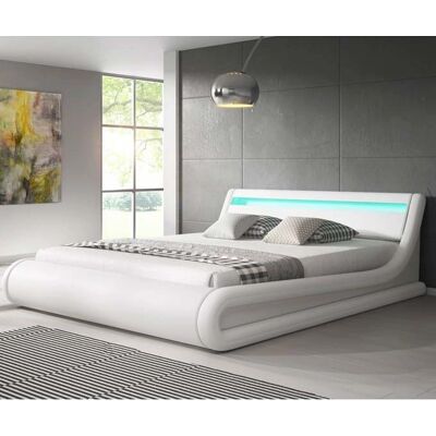 Muebles Bonitos - Letto con contenitore - 160x200 cm, Bianco, LED Muebles Bonitos - Letto con contenitore - 160x200 cm, Bianco, LED