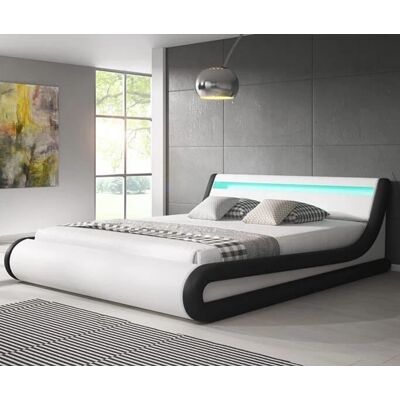 Muebles Bonitos Cama LED Blanco y Negro con Almacenamiento 180x200 - Tipo de Cama Muebles Bonitos Cama LED Blanco y Negro con Almacenamiento 180x200 - Tipo de Cama