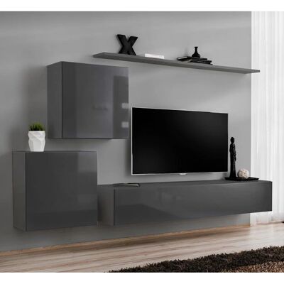 Letti e Mobili - Vitrina moderna de pared - Gris - Muebles para sala Letti e Mobili - Vitrina moderna de pared - Gris - Muebles para sala