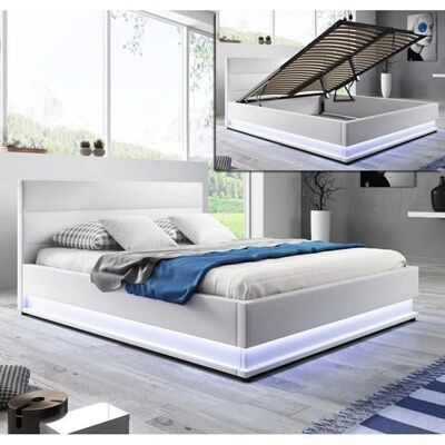 MUEBLES BONITOS Cama Doble Nitas con Techos LED - Cama MUEBLES BONITOS Cama Doble Nitas con Techos LED - Cama