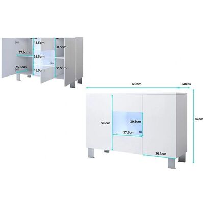Credenza Lettiemobili con Piedini in Alluminio 12cm 2 Ante LED Moderna Cucina 120x82x40cm Luke A2 Credenza Lettiemobili con Piedini in Alluminio 12cm 2 Ante LED Moderna Cucina 120x82x40cm Luke A2