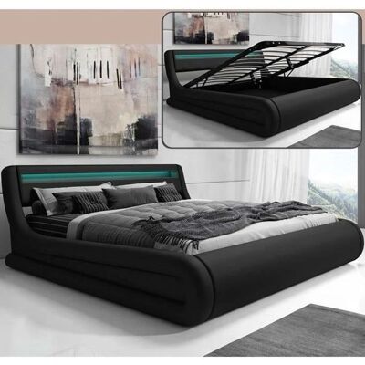 MUEBLES BONITOS Cama Doble con LED y Almacenamiento - Tipo de Cama MUEBLES BONITOS Cama Doble con LED y Almacenamiento - Tipo de Cama