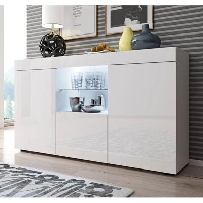 Lettiemobili Sefora Bianco - Credenza con LED - Mobili Cucina & Soggiorno Lettiemobili Sefora Bianco - Credenza con LED - Mobili Cucina & Soggiorno