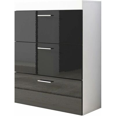 LET IEMOBILI Dalia Bianco/Nero Moderno Comò a 3 Cassetti LET IEMOBILI Dalia Bianco/Nero Moderno Comò a 3 Cassetti