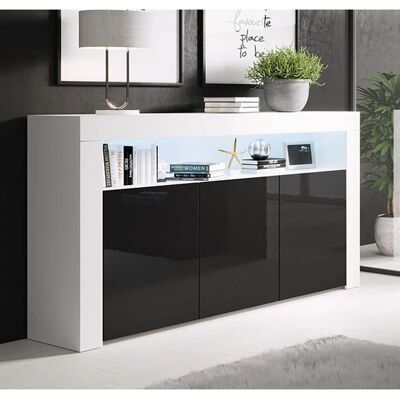 LETTIEMOBILI Aker Credenza moderna bianco nero - 155x91x37cm LETTIEMOBILI Aker Credenza moderna bianco nero - 155x91x37cm