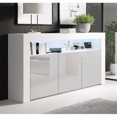 LETTIEMOBILI Aker Credenza moderna bianca con luci LED LETTIEMOBILI Aker Credenza moderna bianca con luci LED