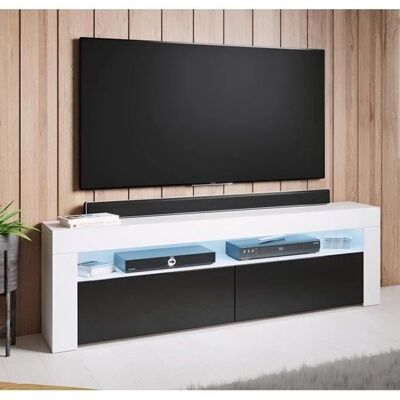 LETTI E MOBILI Aker Mueble TV - Luces LED, Moderno, 2 Puertas, Brillo Alto LETTI E MOBILI Aker Mueble TV - Luces LED, Moderno, 2 Puertas, Brillo Alto