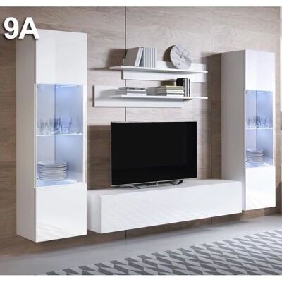 MUEBLES BONITOS Luke 9A Meuble de Salon LED Blanc - Living Room Furniture - Publicité MUEBLES BONITOS Luke 9A Meuble de Salon LED Blanc - Living Room Furniture - Publicité
