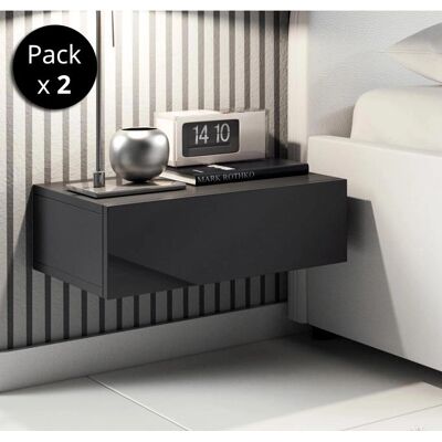 Muebles Bonitos Europa Ensemble de 2 Tables de Nuit Noires - 46x15x35cm - Publicité Muebles Bonitos Europa Ensemble de 2 Tables de Nuit Noires - 46x15x35cm - Publicité