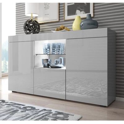 LETTIEMOBILI Credenza avec LED - 135x73x34cm - Sefora Sonoma - Publicité LETTIEMOBILI Credenza avec LED - 135x73x34cm - Sefora Sonoma - Publicité