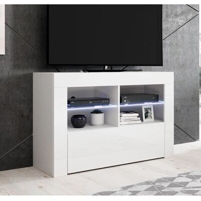 Lettiemobili Lilian Blanc Meuble TV Moderne - 100x65x35cm - Publicité Lettiemobili Lilian Blanc Meuble TV Moderne - 100x65x35cm - Publicité