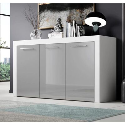 MUEBLES BONITOS Moderner sideboard in Weiß/Grau 3-Türen MUEBLES BONITOS Moderner sideboard in Weiß/Grau 3-Türen