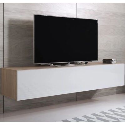 MUEBLES BONITOS Luke H2 Sonoma Weiß Modernes TV-Möbel - 3 Fächer MUEBLES BONITOS Luke H2 Sonoma Weiß Modernes TV-Möbel - 3 Fächer