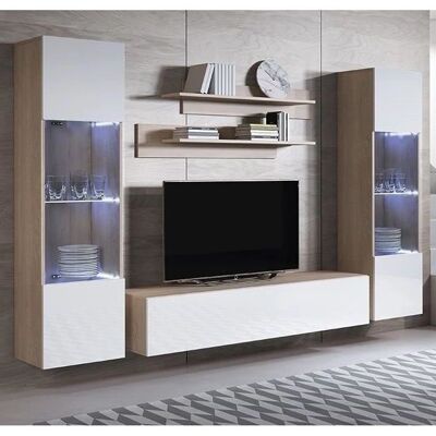 Muebles Bonitos - Ensemble TV Luke 9E - Sonoma & Blanc - 260cm - Publicité Muebles Bonitos - Ensemble TV Luke 9E - Sonoma & Blanc - 260cm - Publicité