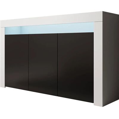 LETTEIMOBILI Aparador Modern Blanco y Negro con LED - Mueble de Salón LETTEIMOBILI Aparador Modern Blanco y Negro con LED - Mueble de Salón