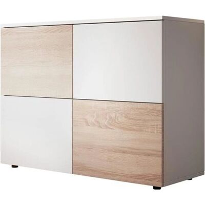 Muebles Bonitos Zoel Blanc et Sonoma Buffets - 90x68x34cm - Publicité Muebles Bonitos Zoel Blanc et Sonoma Buffets - 90x68x34cm - Publicité