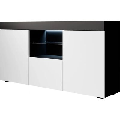 LETTIEMOBILI Sefora Credenza - 3 Puertas, Luz LED, Estantes de Vidrio - Muebles LETTIEMOBILI Sefora Credenza - 3 Puertas, Luz LED, Estantes de Vidrio - Muebles