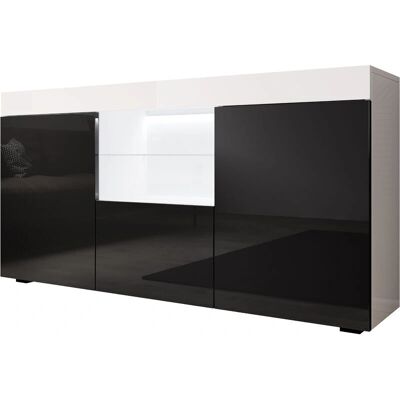 Muebles Bonitos Sefora Blanc et Noir Buffet LED - Publicité Muebles Bonitos Sefora Blanc et Noir Buffet LED - Publicité