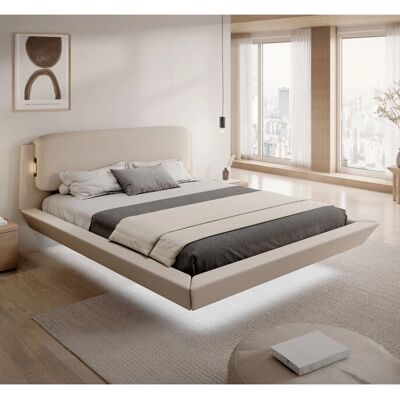Lit Flottant Beige MB MOEBEL avec LED & USB - Mobilier de Chambre - Publicité Lit Flottant Beige MB MOEBEL avec LED & USB - Mobilier de Chambre - Publicité