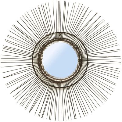 Bazar Bizar Schwarz-Rattan Spiegel 90x90x4 cm - Wandspiegel Bazar Bizar Schwarz-Rattan Spiegel 90x90x4 cm - Wandspiegel
