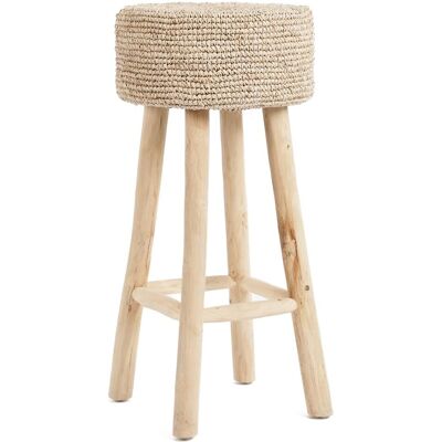 Bazar Bizar - Tabouret de bar en teck - Raffia - Publicité Bazar Bizar - Tabouret de bar en teck - Raffia - Publicité