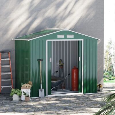 GiordanoShop Capanna da giardino in acciaio verde con porte scorrevoli - Capanna da giardino GiordanoShop Capanna da giardino in acciaio verde con porte scorrevoli - Capanna da giardino