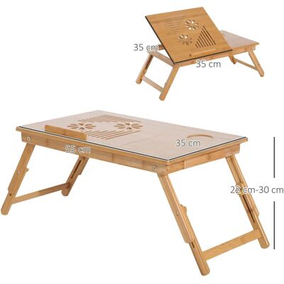BENZONI - Tavolino letto in bambù per laptop - Regolabile & raffreddamento BENZONI - Tavolino letto in bambù per laptop - Regolabile & raffreddamento