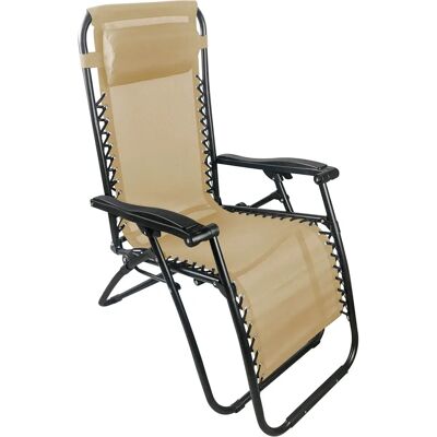 Sedia Sdraio Pieghevole in Acciaio e Textilene Beige Giordanoshop Sedia Sdraio Pieghevole in Acciaio e Textilene Beige Giordanoshop