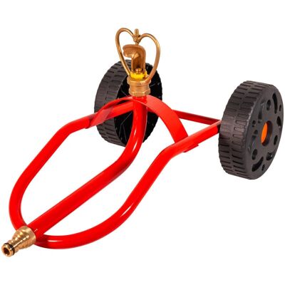 GIORDANOSHOP - Irrigatore in acciaio con ruote per prato - Spruzzatore GIORDANOSHOP - Irrigatore in acciaio con ruote per prato - Spruzzatore