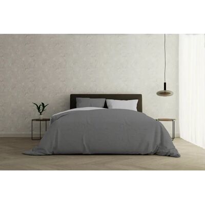 GIORDANOSHOP Set copripiumino in cotone - Doppio volto grigio chiaro / fumo - Biancheria da letto GIORDANOSHOP Set copripiumino in cotone - Doppio volto grigio chiaro / fumo - Biancheria da letto
