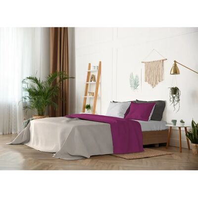 UNKNOWN - Set lenzuola doubleface - Fucsia/Grigio chiaro - Matrimoniale UNKNOWN - Set lenzuola doubleface - Fucsia/Grigio chiaro - Matrimoniale