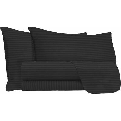 GIORDANOSHOP - Set Lenzuola Matrimoniale in Raso di Poliestere Nero - Completo Biancheria da letto GIORDANOSHOP - Set Lenzuola Matrimoniale in Raso di Poliestere Nero - Completo Biancheria da letto