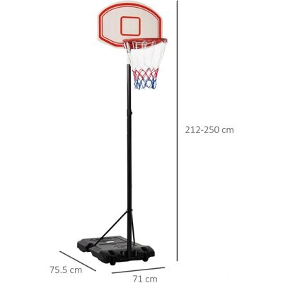 GIORDANOSHOP Canestro da Basket Regolabile 175-215cm Metallo Nero Ruote GIORDANOSHOP Canestro da Basket Regolabile 175-215cm Metallo Nero Ruote