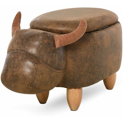 GIORDANOSHOP - Poggiapiedi a forma di bufalo 62x35x36cm in ecopelle marrone GIORDANOSHOP - Poggiapiedi a forma di bufalo 62x35x36cm in ecopelle marrone