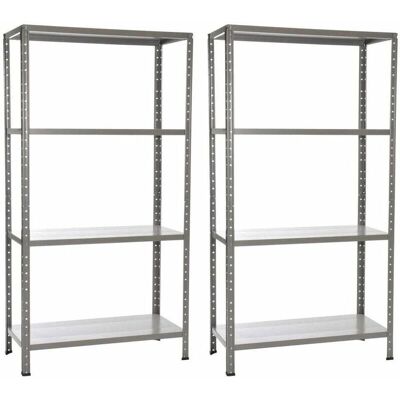 GIORDANOSHOP - Set 2 scaffali in metallo 4 ripiani 90x40x170cm Grigio GIORDANOSHOP - Set 2 scaffali in metallo 4 ripiani 90x40x170cm Grigio