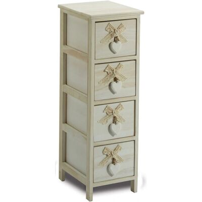 GIORDANOSHOP Cassettiera 4 Cassetti 26x32x81 cm in Legno con Cuore GIORDANOSHOP Cassettiera 4 Cassetti 26x32x81 cm in Legno con Cuore