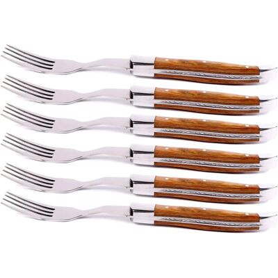 Tendor Alps - Set di Forchette da Bistecca 6 - Manico in Legno - Acciaio Inox - Posate Tendor Alps - Set di Forchette da Bistecca 6 - Manico in Legno - Acciaio Inox - Posate