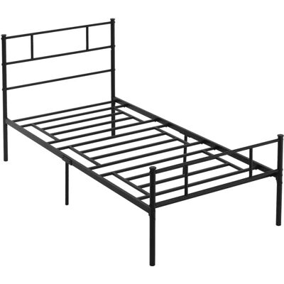 GIORDANOSHOP - Struttura Letto Singolo 90x200cm Acciaio Nero GIORDANOSHOP - Struttura Letto Singolo 90x200cm Acciaio Nero