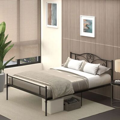 GIORDANOSHOP Struttura Letto in Acciaio 140x200cm - Nero Minimalista GIORDANOSHOP Struttura Letto in Acciaio 140x200cm - Nero Minimalista