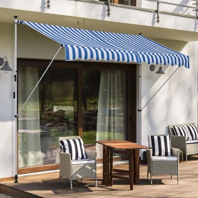 GIORDANOSHOP - Tenda da Sole a Muro 300x150cm Blu e Bianco GIORDANOSHOP - Tenda da Sole a Muro 300x150cm Blu e Bianco