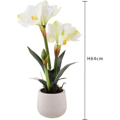 GIORDANOSHOP Pianta Artificiale Amaryllis con Vaso - 64cm Bianco GIORDANOSHOP Pianta Artificiale Amaryllis con Vaso - 64cm Bianco