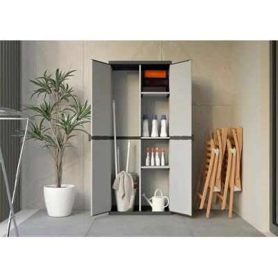 Armadio da giardino - 68x40x165 cm, Grigio, Sistema modulare Armadio da giardino - 68x40x165 cm, Grigio, Sistema modulare