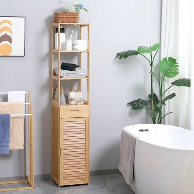 Mobile bagno in bambù GIORDANOSHOP con ripiani - Arredo bagno Mobile bagno in bambù GIORDANOSHOP con ripiani - Arredo bagno